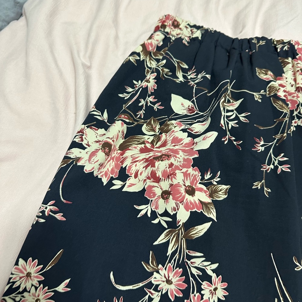 West Kei Navy Floral Faux Wrap Skirt - Picture 10 of 13
